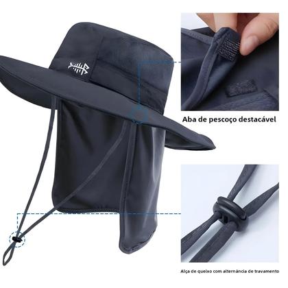 Imagem de Chapéu de Balde Tático para Pesca - Ajustável, Aba Larga, à Prova d'Água e com Proteção UV 50+