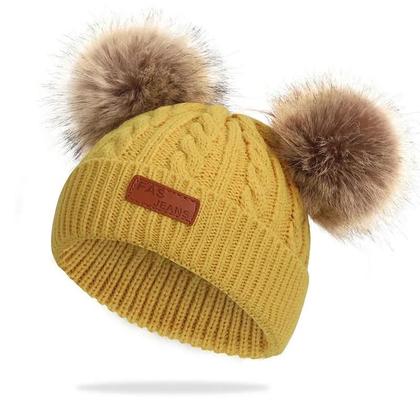 Imagem de Chapéu de Bebê de Lã com Pompom - Quentinho para Outono/Inverno