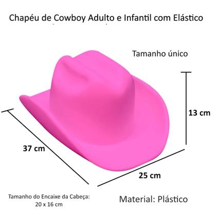 Imagem de Chapéu de Boiadeira Cowboy serve em Adultos e crianças Festa Junina Rosa