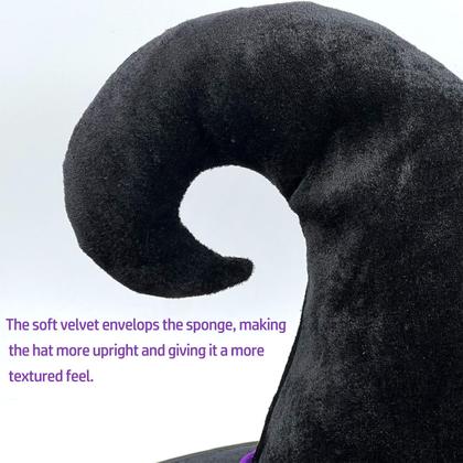 Imagem de Chapéu de bruxa de veludo de Halloween Seasons Stars SSDecor roxo  Chapéu de feiticeiro exclusivo com cores vibrantes e fivela metálica  acessório de fantasia de Halloween para mulheres e meninas