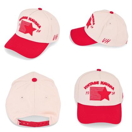 Imagem de Chapéu de caminhoneiro VINTAGE HAVANA Rise Bone/Vermelho para mulheres e homens