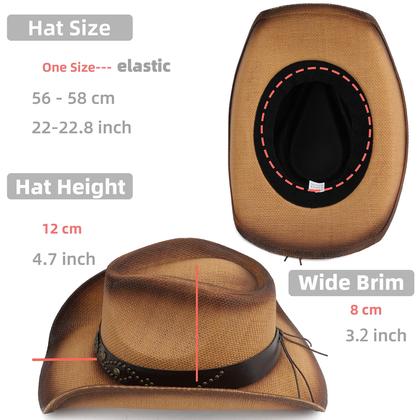 Imagem de Chapéu de caubói Melesh Adult Sun Straw Western Brown 59cm