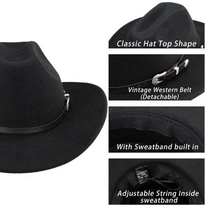 Imagem de Chapéu de cowboy italiano Western Classic Fedora com cinto de fivela