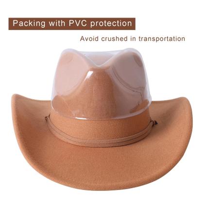 Imagem de Chapéu de cowboy Lanzom Retro Feltro com aba larga para mulheres e homens