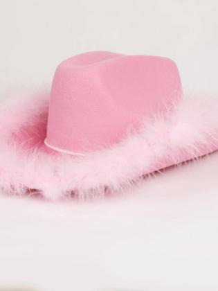 Imagem de Chapéu de Cowboy Ocidental com Penas - Aba Larga de Feltro de Lã - Festa e Halloween