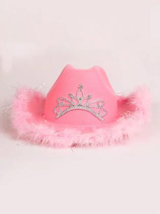 Imagem de Chapéu de Cowboy Ocidental com Penas - Aba Larga de Feltro de Lã - Festa e Halloween