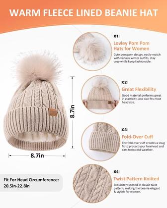 Imagem de Chapéu de inverno, cachecol, conjunto de luvas FISFET para mulheres, branco