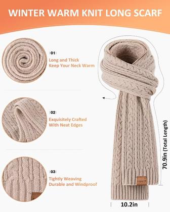 Imagem de Chapéu de inverno, cachecol, conjunto de luvas FISFET para mulheres, branco