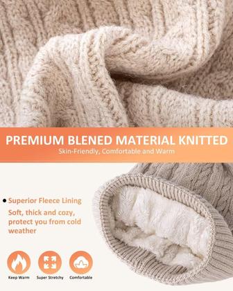 Imagem de Chapéu de inverno, cachecol, conjunto de luvas FISFET para mulheres, branco