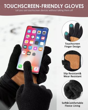 Imagem de Chapéu de inverno, cachecol, conjunto de luvas SENPUKI, forrado de cetim para mulheres e homens