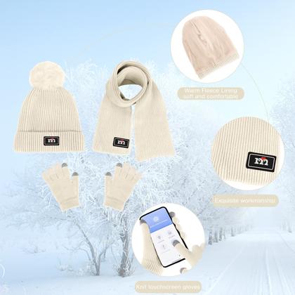 Imagem de Chapéu de inverno, cachecol e luvas, conjunto Openfly para crianças de 2 a 7 anos