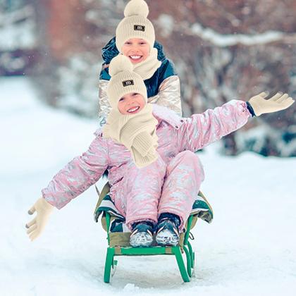 Imagem de Chapéu de inverno, cachecol e luvas, conjunto Openfly para crianças de 2 a 7 anos