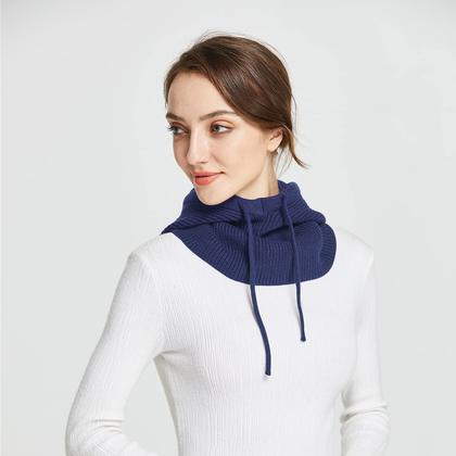 Imagem de Chapéu de inverno Facecozy Wool Blend, cachecol com capuz para mulheres, azul marinho