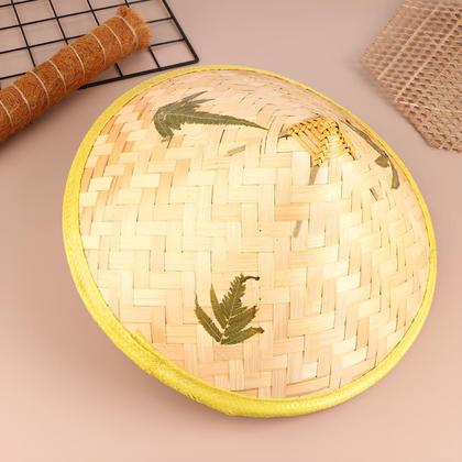 Imagem de Chapéu De Palha Chinês De Fibra Natural Chapeu De Pescador De Bambu Para Turista Fantasia Artesanal