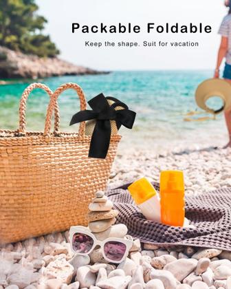 Imagem de Chapéu de palha com viseira solar Camptrace para mulheres com aba larga UPF 50+