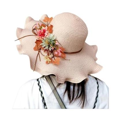 Imagem de Chapéu de Palha Feminino de Aba Larga - Dobrável, para Praia e Sol