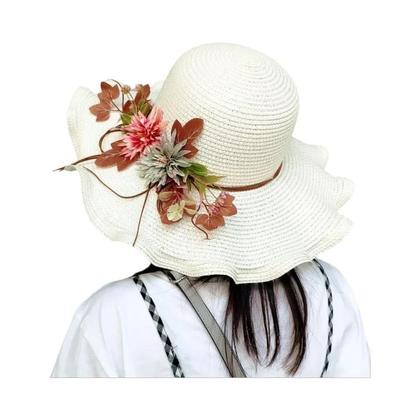 Imagem de Chapéu de Palha Feminino de Aba Larga - Dobrável, para Praia e Sol