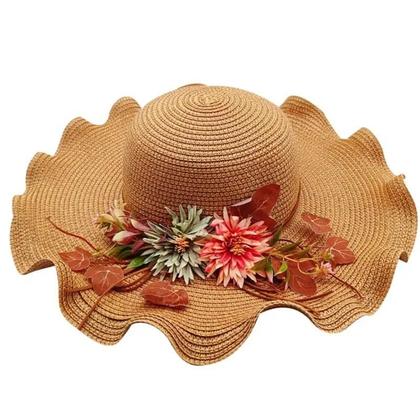 Imagem de Chapéu de Palha Feminino de Aba Larga - Dobrável, para Praia e Sol