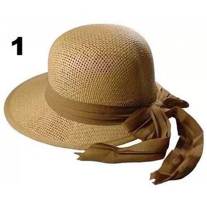Imagem de Chapéu De Palha Feminino Moda Praia Com Viseira E Laço