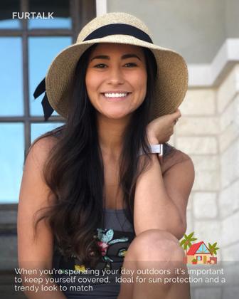 Imagem de Chapéu de Palha FURTALK Feminino - Praia, Sol, UV UPF 80+, Dobrável (Bege)