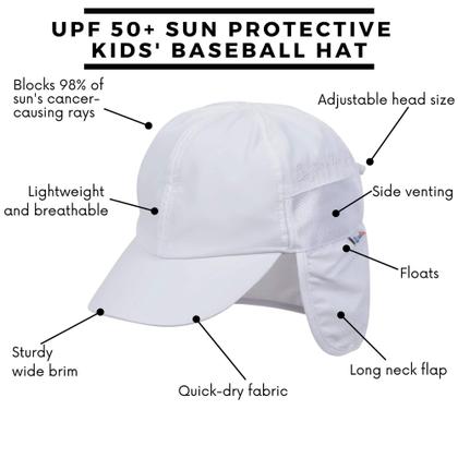 Imagem de Chapéu de sol com zíper de natação com aba de pescoço, proteção UPF 50+, branco