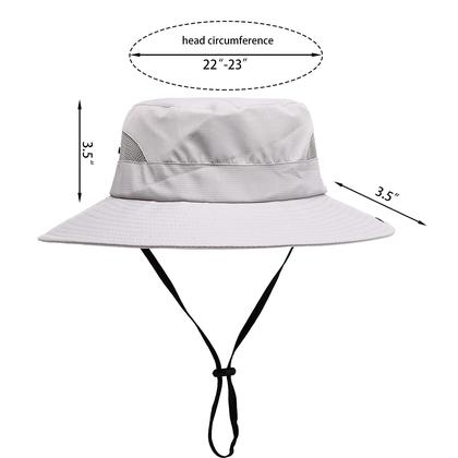 Imagem de Chapéu de sol feminino de verão, chapéu de praia, aba larga, protetor UV, dobrável, de malha fria, com rabo de cavalo (cinza claro puro)