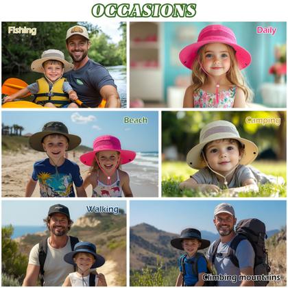 Imagem de Chapéu de sol HONGTEYA Kids Summer UPF 50+ Outdoor Army Green 5-13