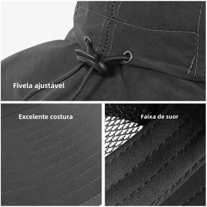 Imagem de Chapéu de Sol Unissex com Aba Larga e Proteção UV 50+ - Ajustável com Aba no Pescoço