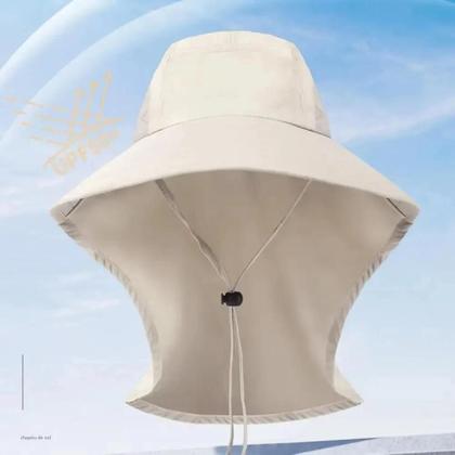 Imagem de Chapéu de Sol Unissex com Aba Larga e Proteção UV 50+ - Ajustável com Aba no Pescoço