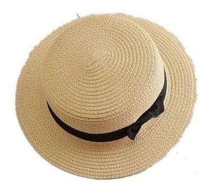 Imagem de Chapéu De Verão Palha Boater Palheta Paris Praia Unissex