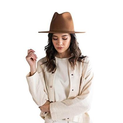 Imagem de Chapéu Fedora Caramelo Marrom Claro de Feltro Aba Média Unissex