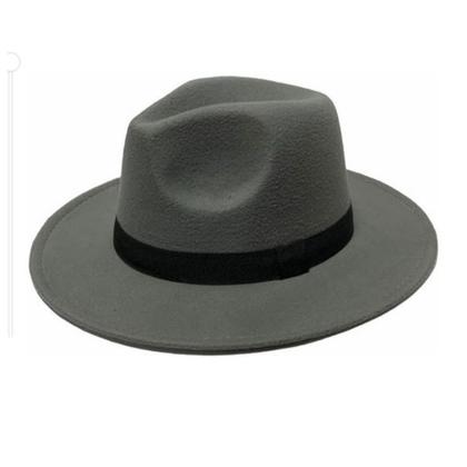 Imagem de Chapéu Fedora Cinza de Feltro Unissex com Faixa Removível