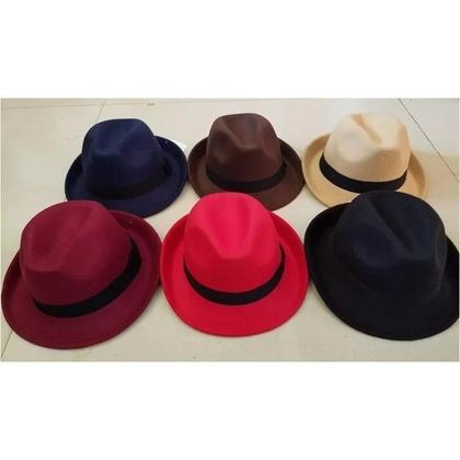 Imagem de Chapéu Fedora Clássico Feltro Lã Aba Curta Pronto Entrega