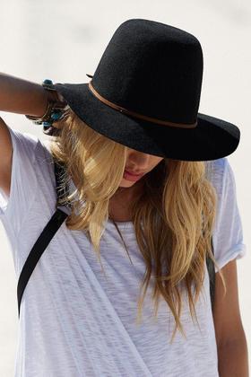 Imagem de Chapeu Fedora Floppy Preto de Feltro Com Faixa Cinto de Couro Unissex