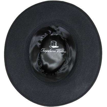 Imagem de Chapéu Fedora Gangster Preto Unissex - Aba Longa  Chapelaria Vintage