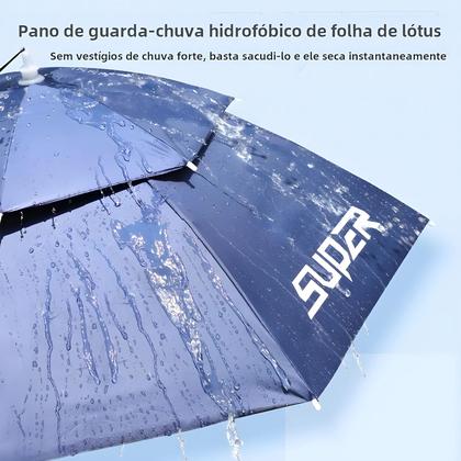 Imagem de Chapéu Guarda-Chuva de Pesca Dobrável - Proteção UV UPF 50+ - Mãos Livres