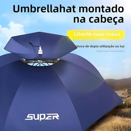 Imagem de Chapéu Guarda-Chuva de Pesca Dobrável - Proteção UV UPF 50+ - Mãos Livres