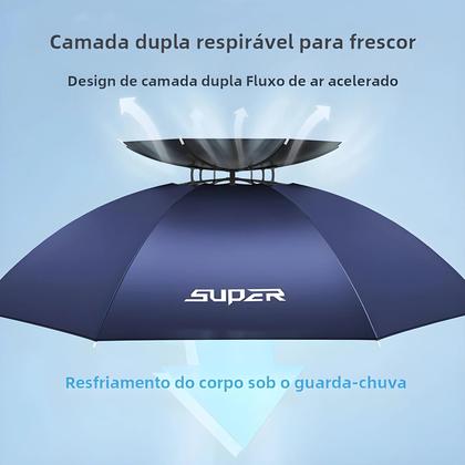 Imagem de Chapéu Guarda-Chuva de Pesca Dobrável - Proteção UV UPF 50+ - Mãos Livres