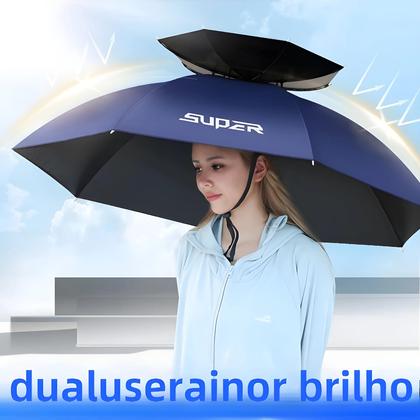 Imagem de Chapéu Guarda-Chuva de Pesca Dobrável - Proteção UV UPF 50+ - Mãos Livres