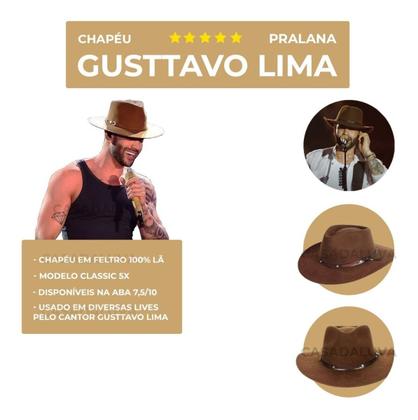Imagem de Chapeu Gustavo Lima pralana 5x Campo Lv Aba 7,5 Cafe Tam PP
