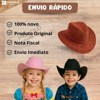 Imagem de Chapéu Infantil Country Festa Junina Rodeio Menino Menina Cowboy Peão Boiadeira MONOLO