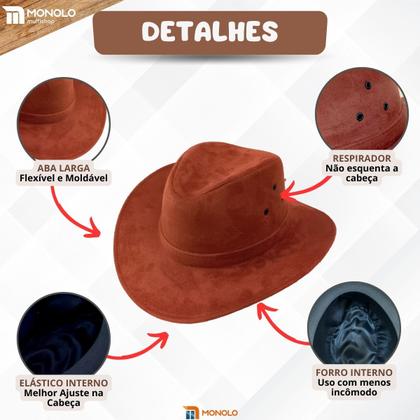 Imagem de Chapéu Infantil Country Festa Junina Rodeio Menino Menina Cowboy Peão Boiadeira MONOLO