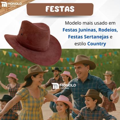 Imagem de Chapéu Infantil Country Festa Junina Rodeio Menino Menina Cowboy Peão Boiadeira MONOLO