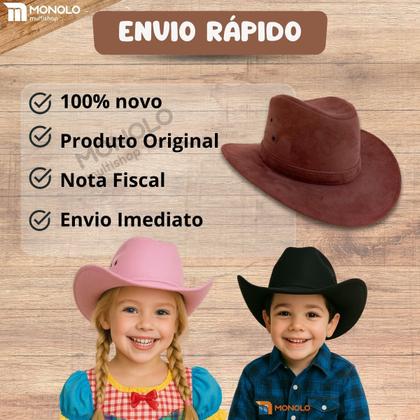Imagem de Chapéu Infantil Country Festa Junina Rodeio Menino Menina Cowboy Peão Boiadeira MONOLO