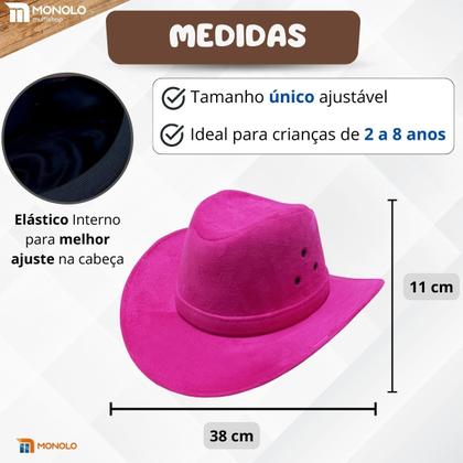 Imagem de Chapéu Infantil Country Festa Junina Rodeio Menino Menina Cowboy Peão Boiadeira MONOLO