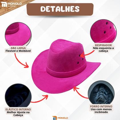 Imagem de Chapéu Infantil Country Festa Junina Rodeio Menino Menina Cowboy Peão Boiadeira MONOLO