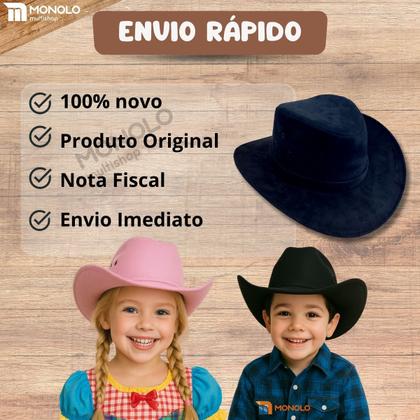 Imagem de Chapéu Infantil Country Festa Junina Rodeio Menino Menina Cowboy Peão Boiadeira MONOLO