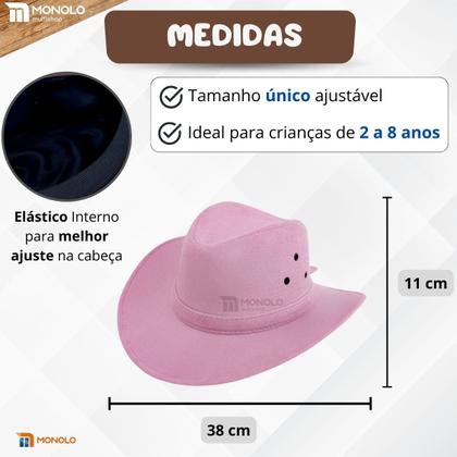 Imagem de Chapéu Infantil Country Festa Junina Rodeio Menino Menina Cowboy Peão Boiadeira MONOLO