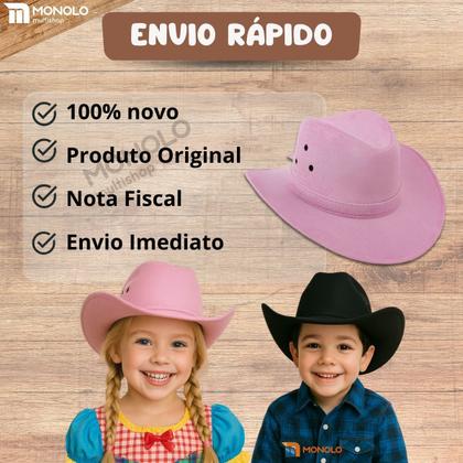 Imagem de Chapéu Infantil Country Festa Junina Rodeio Menino Menina Cowboy Peão Boiadeira MONOLO