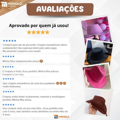 Imagem de Chapéu Infantil Country Festa Junina Rodeio Menino Menina Cowboy Peão Boiadeira MONOLO